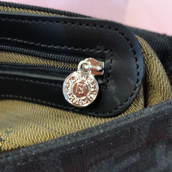 Fendi Iconic Black Zucca Big letters Fabric thick shiny New Vintage Impecable - Picture 7 of 12